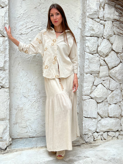 Golden Bloom Embroidered Shirt