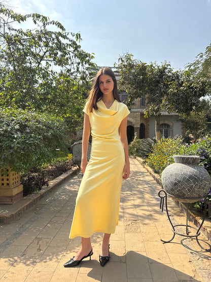 Draped Neck Midi Dress