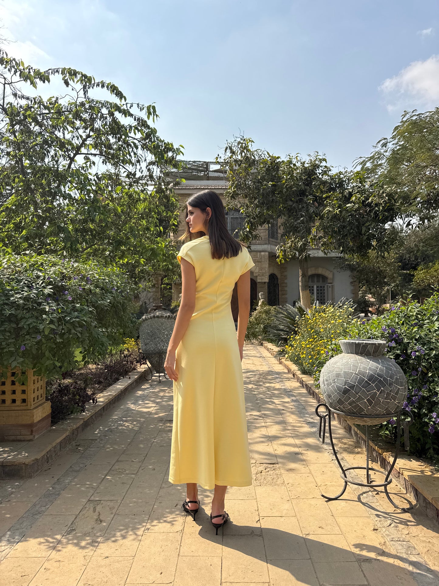 Draped Neck Midi Dress