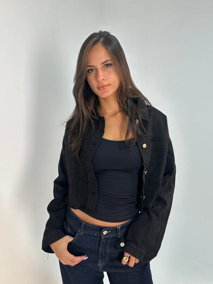 Raw-Edge Cropped Jacket
