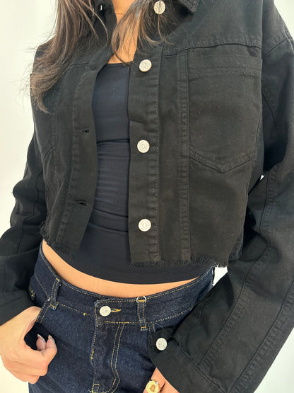 Raw-Edge Cropped Jacket