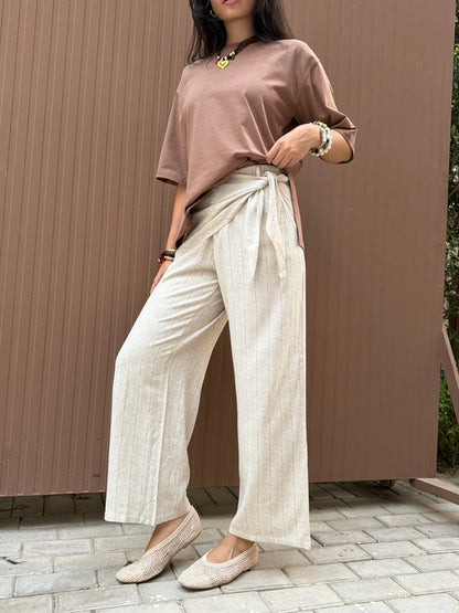 Linen Tie-Waist Wide Leg Pants