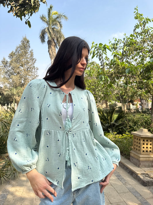 Floral Tie-Front Blouse