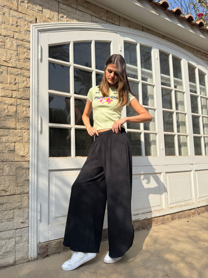 Textured Wide-Leg Pants