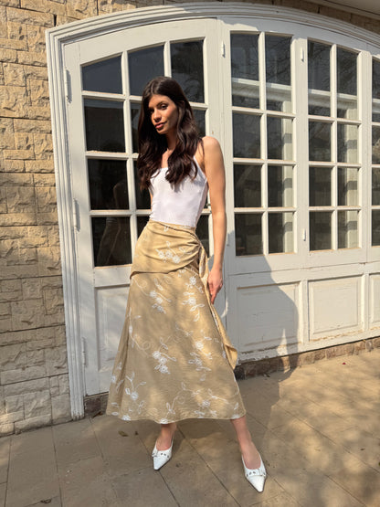 Embroidered Flow Midi Skirt