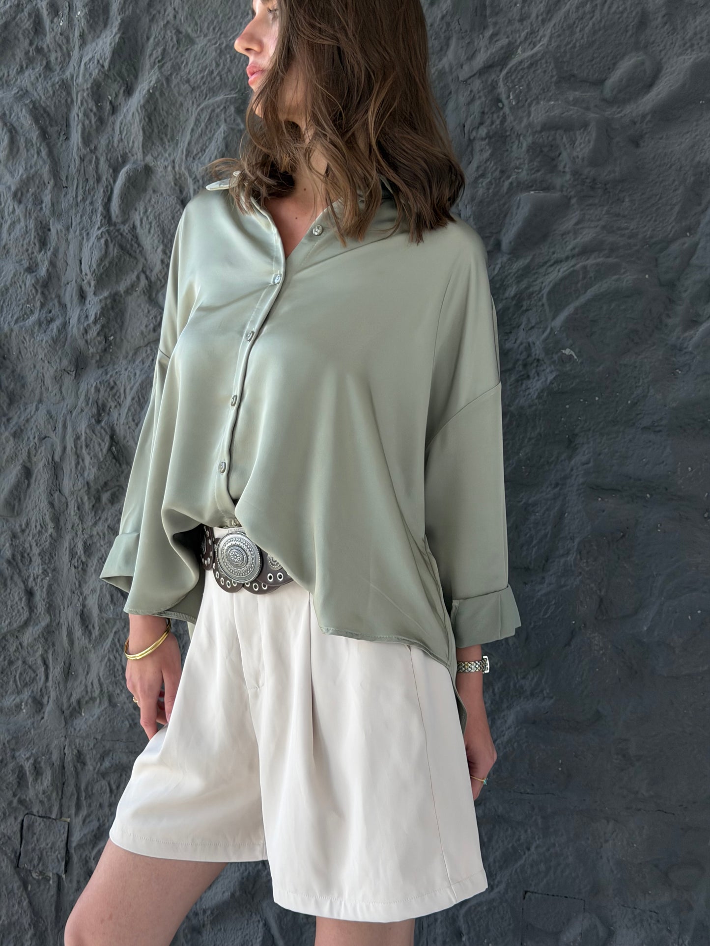Oversized Satin Shirt
