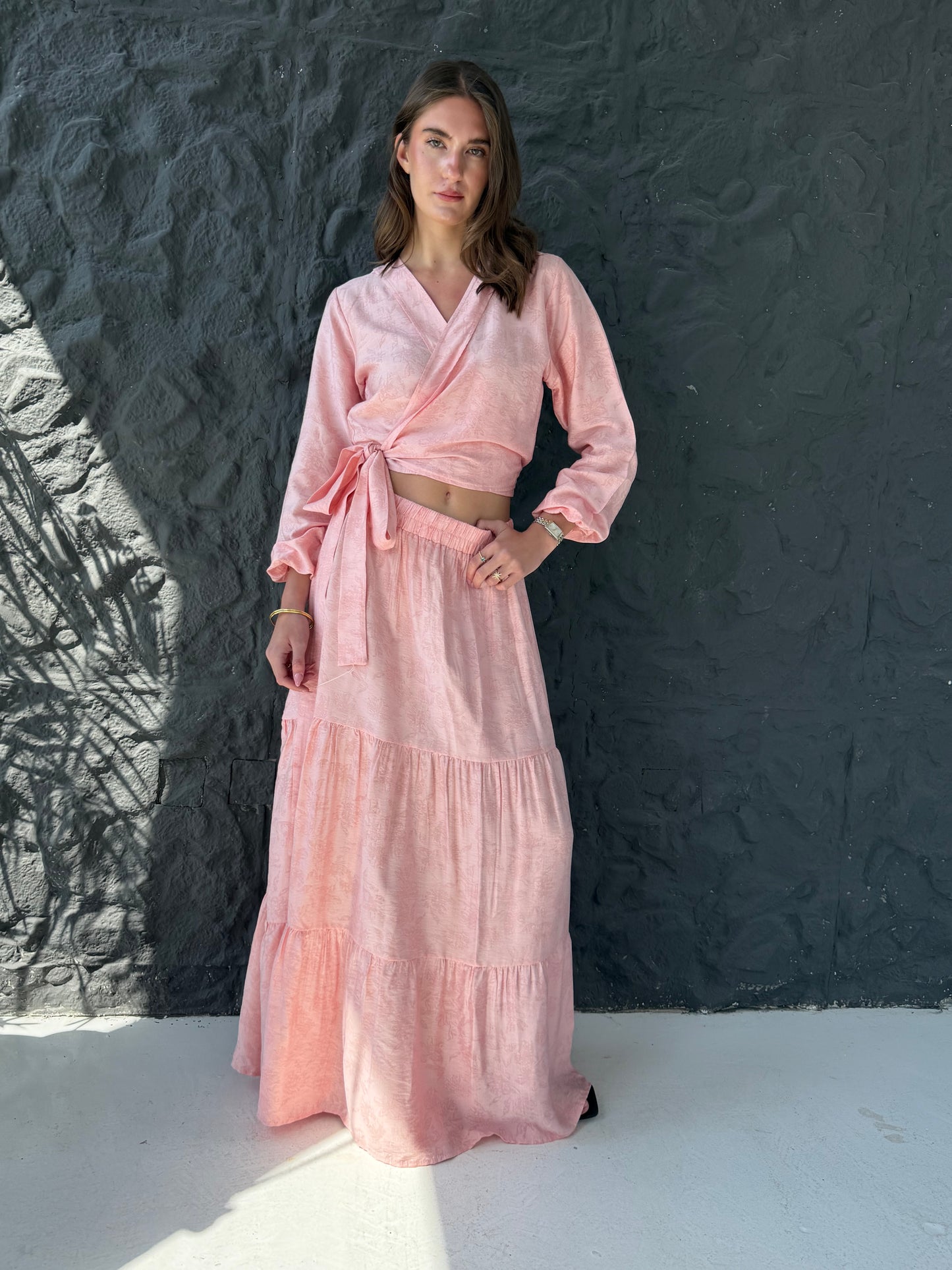 Wrap Top & Tiered Skirt Set