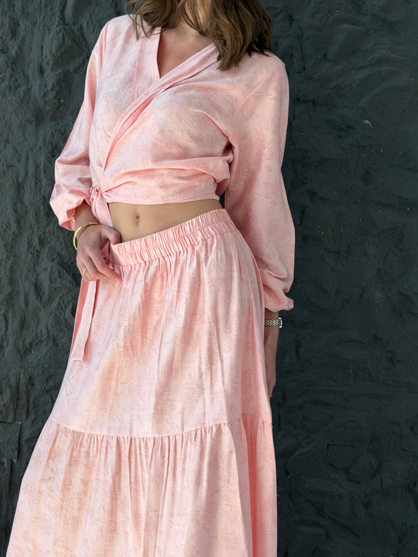Wrap Top & Tiered Skirt Set
