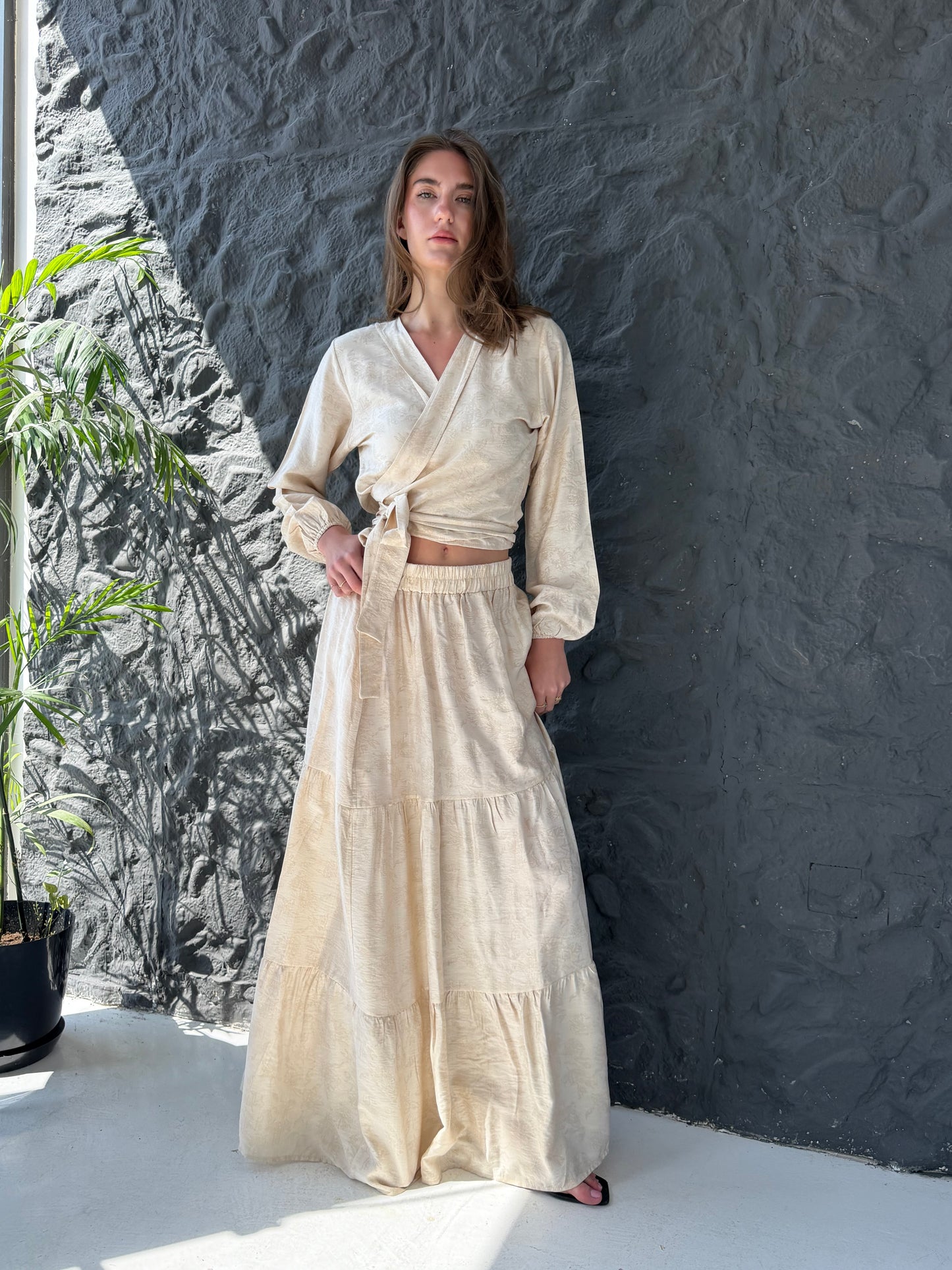 Wrap Top & Tiered Skirt Set