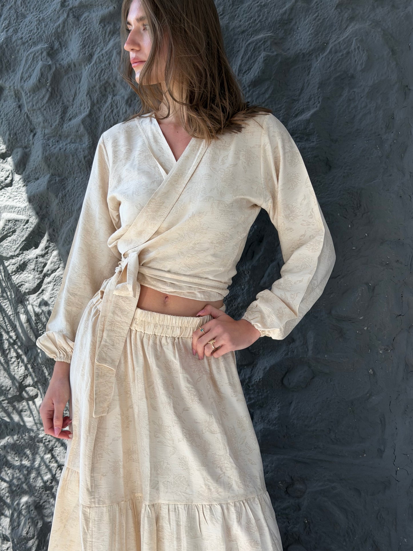 Wrap Top & Tiered Skirt Set