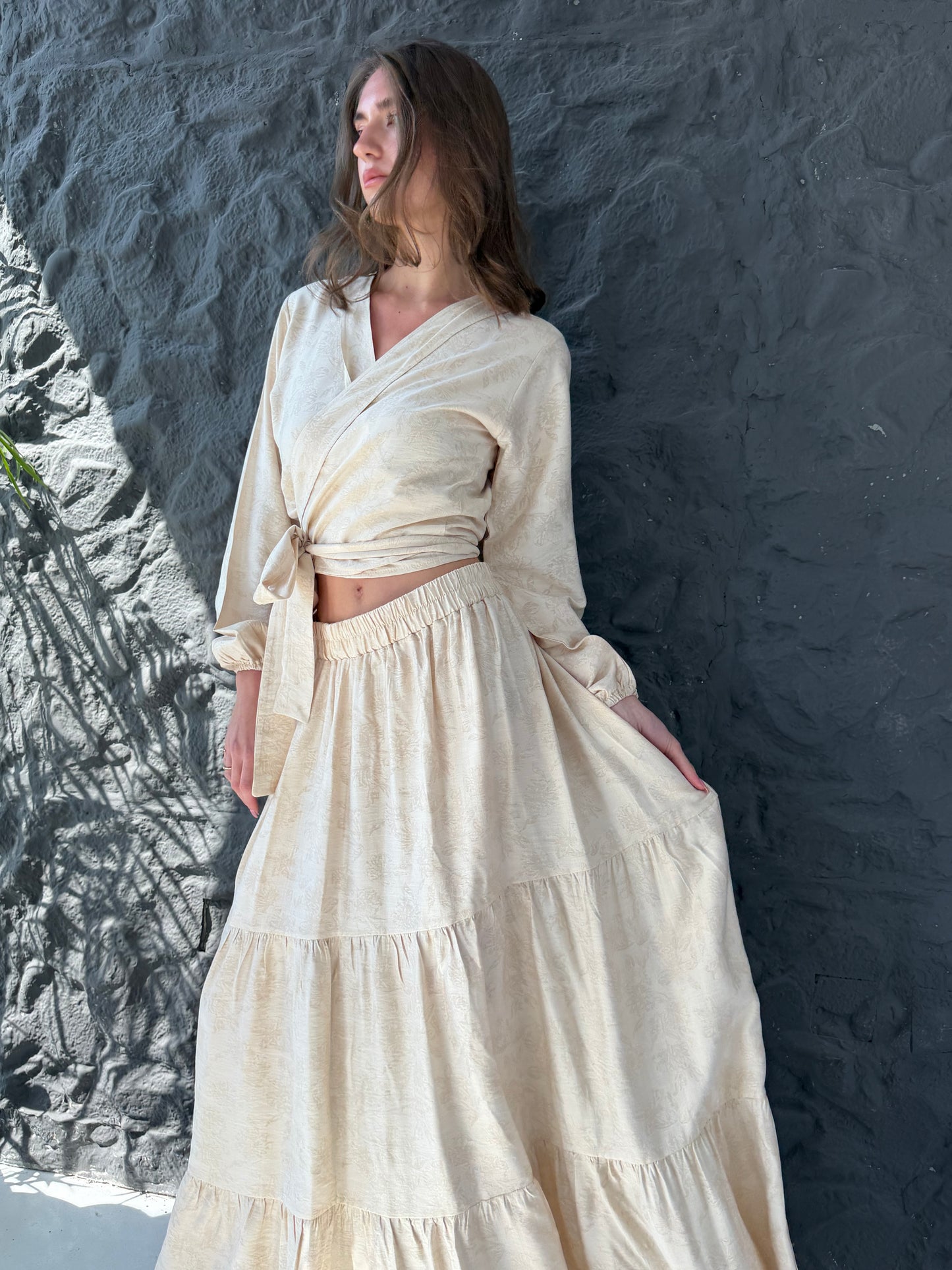 Wrap Top & Tiered Skirt Set