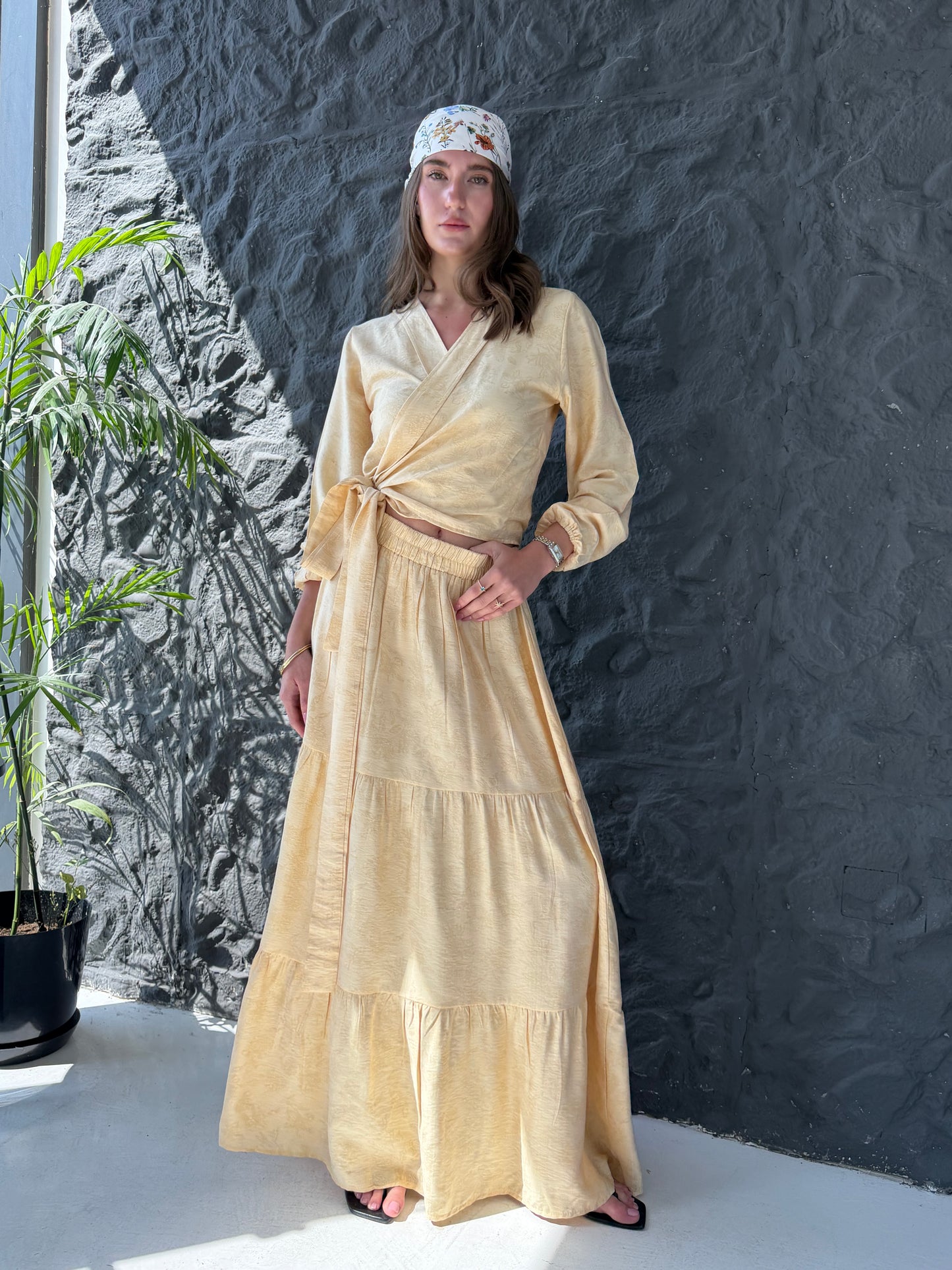 Wrap Top & Tiered Skirt Set
