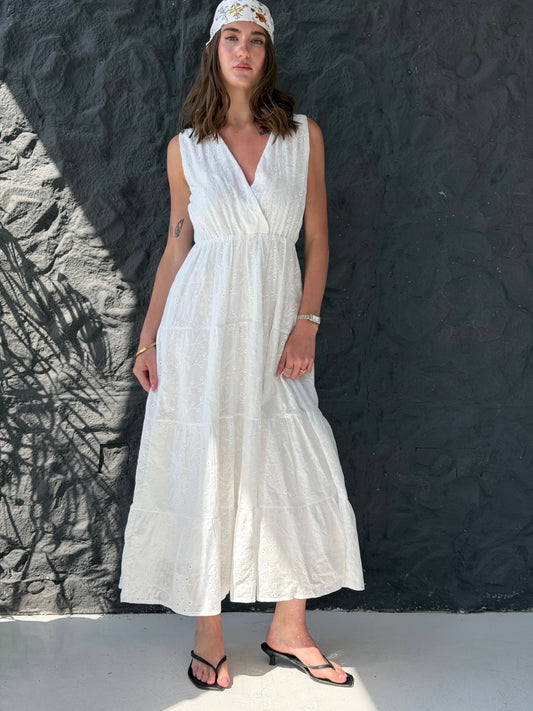 Sleeveless Broderie Dress