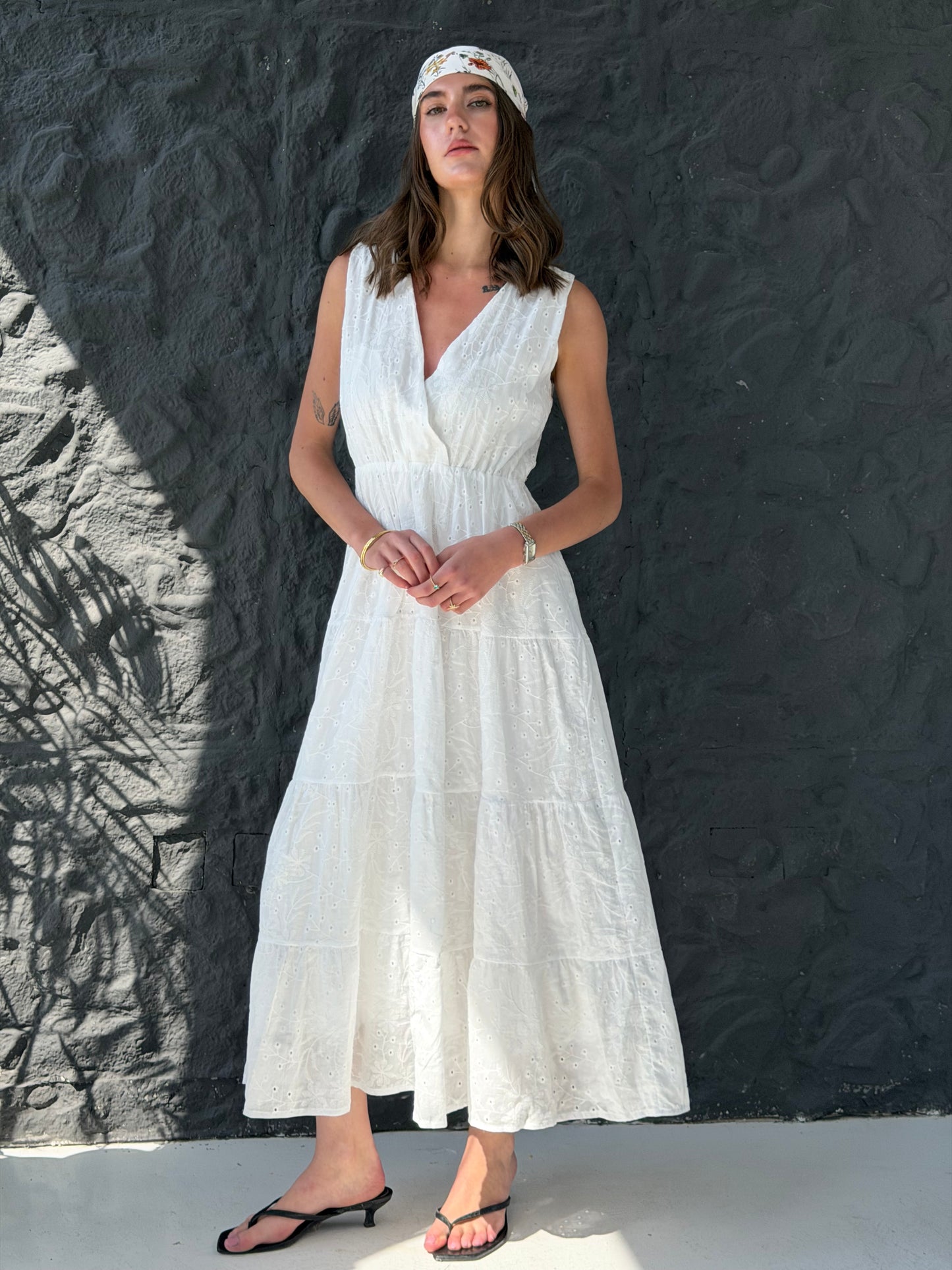 Sleeveless Broderie Dress