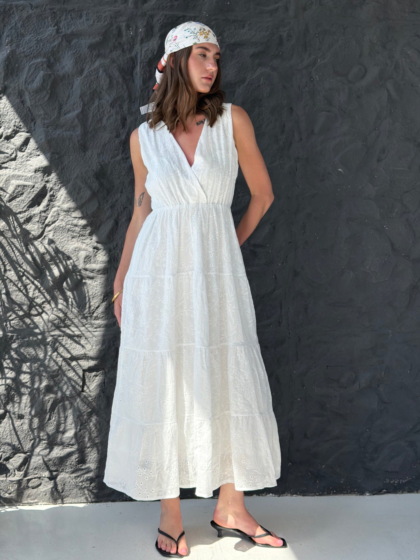Sleeveless Broderie Dress
